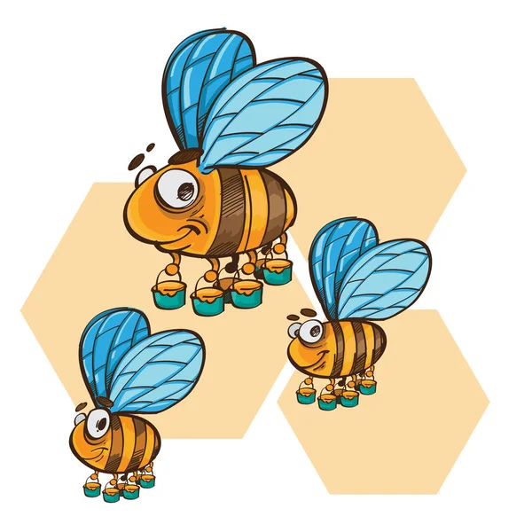 Friendly Cute Bees — Stock Vector