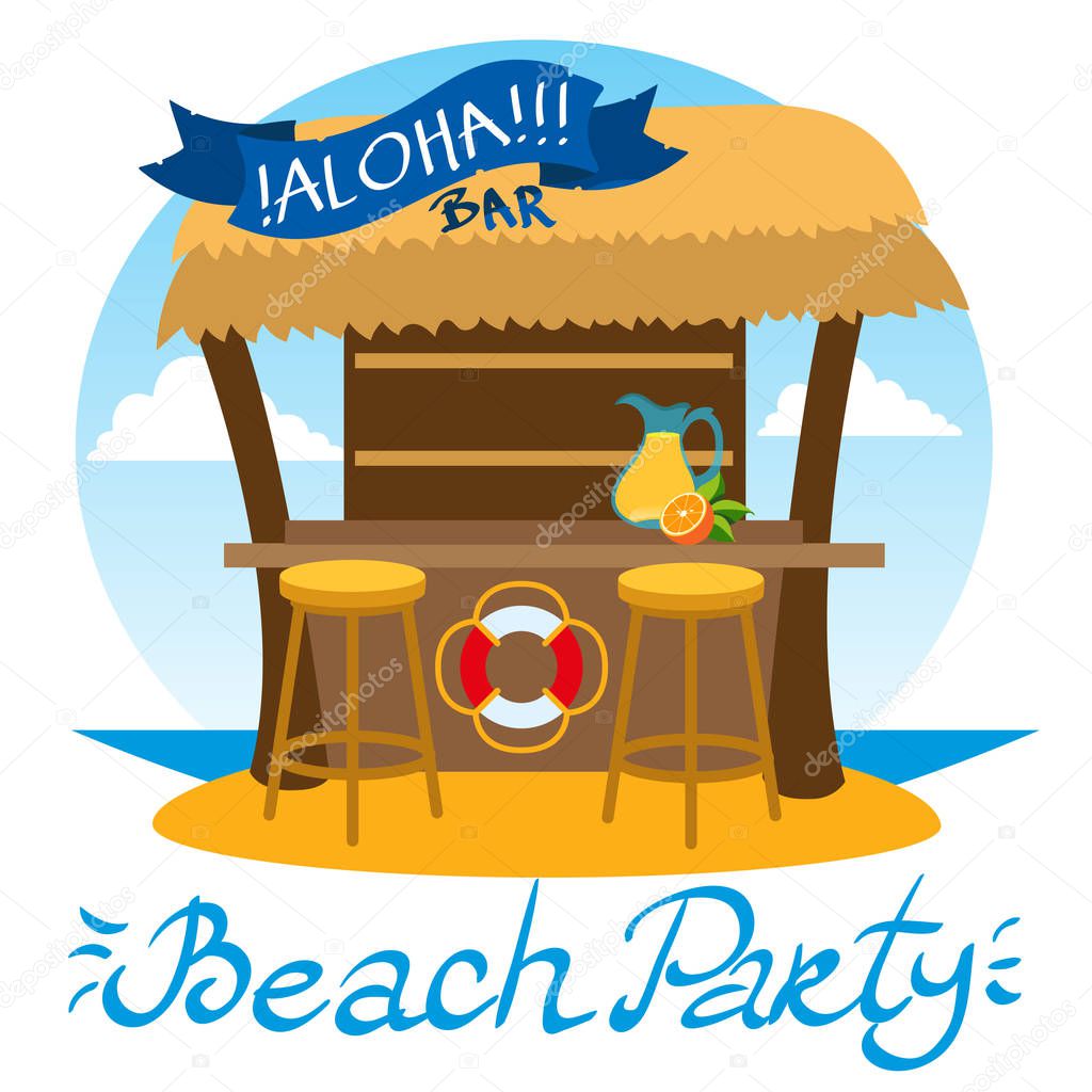 Summer bar. Beach vacation. Vector illustration isolated on white background with place for text