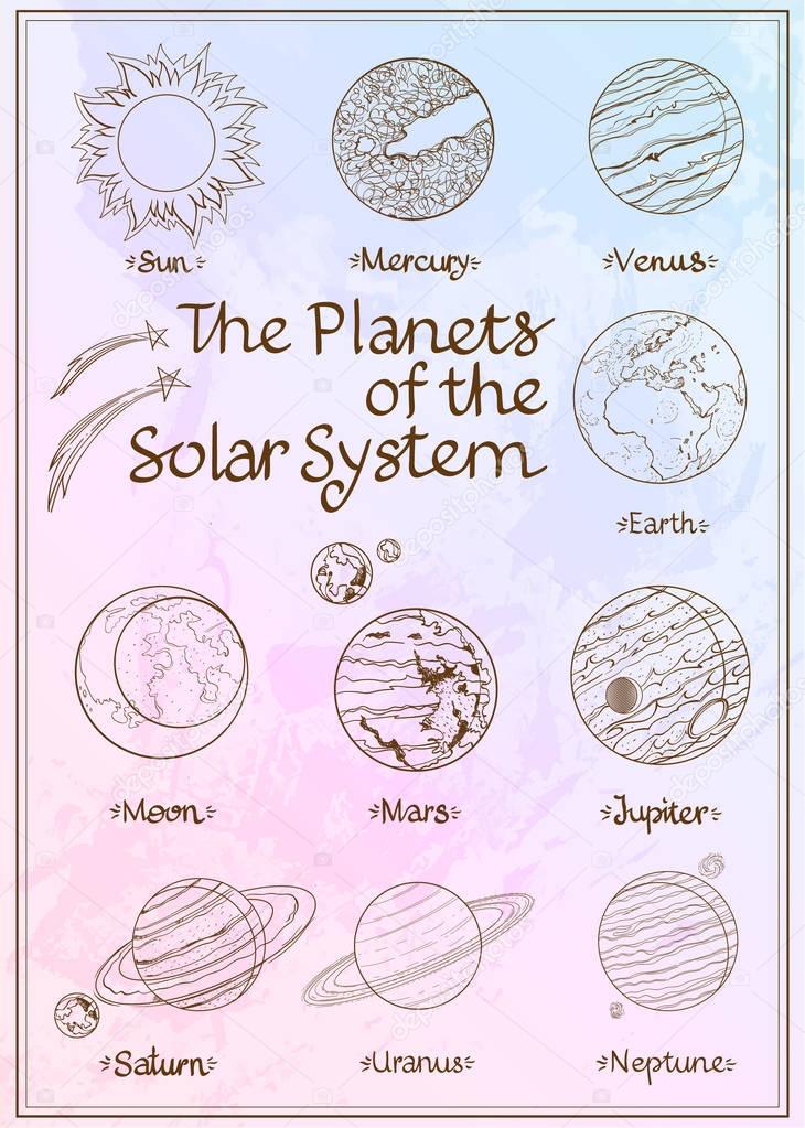 Planets of the solar system illustration. 