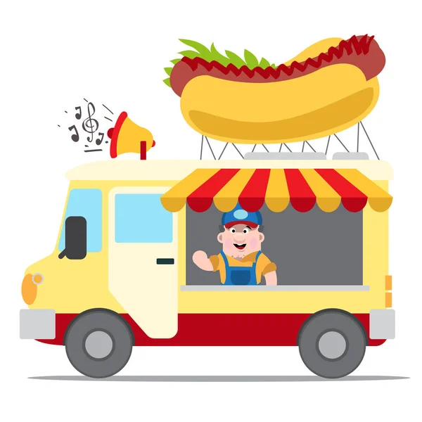 Fast food voiture avec vendeur — Image vectorielle