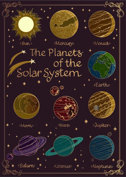 Planete ale sistemului solar ilustrație . — Vector de stoc