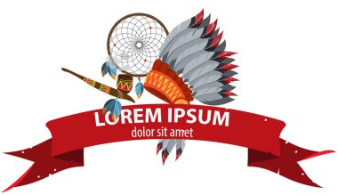 Amerika yerlileri. afiş ve logo.