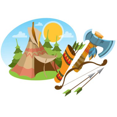 Traditional accommodation Forest Indians. clipart
