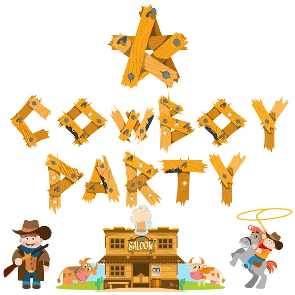 Cowboy-Party-Illustrationen gesetzt — Stockvektor