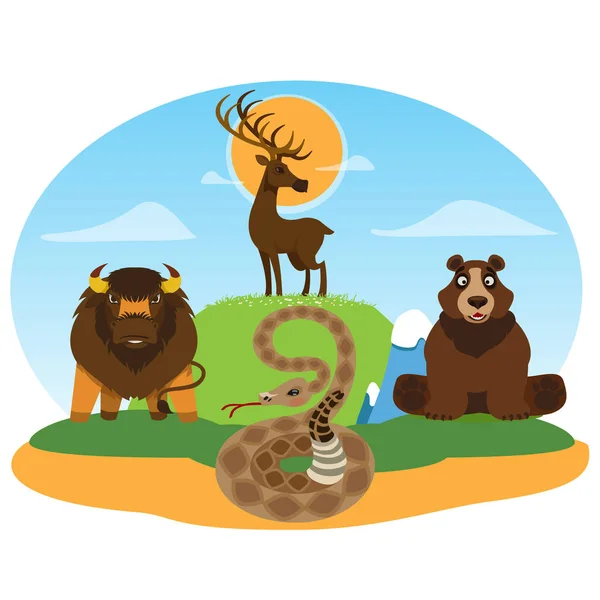 Cerf, ours, serpent, buffle . — Image vectorielle