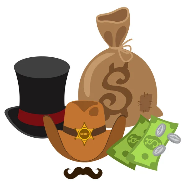 Cilindro e chapéu do xerife . —  Vetores de Stock