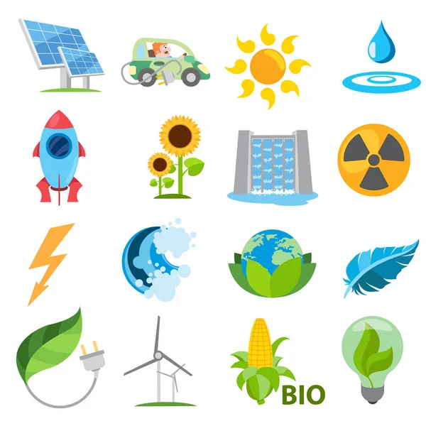 Alternatieve energiebronnen icons set — Stockvector