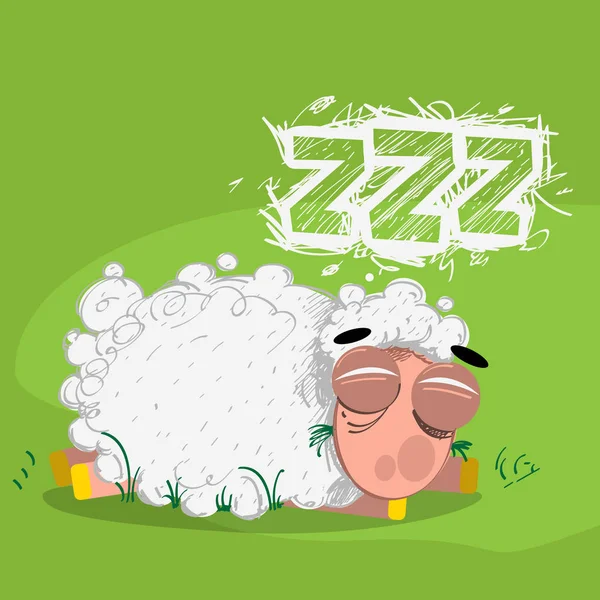 Little lamb sleeping in a meadow — Stock Vector