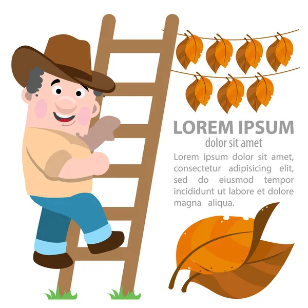 Iconos de tabaco y agricultores — Vector de stock