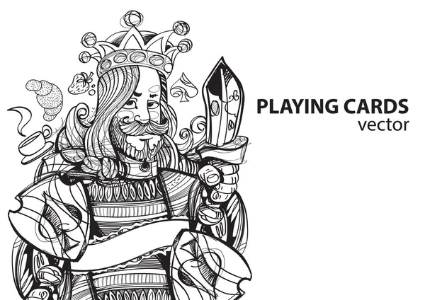 Король пик, играющий в карты . — стоковый вектор