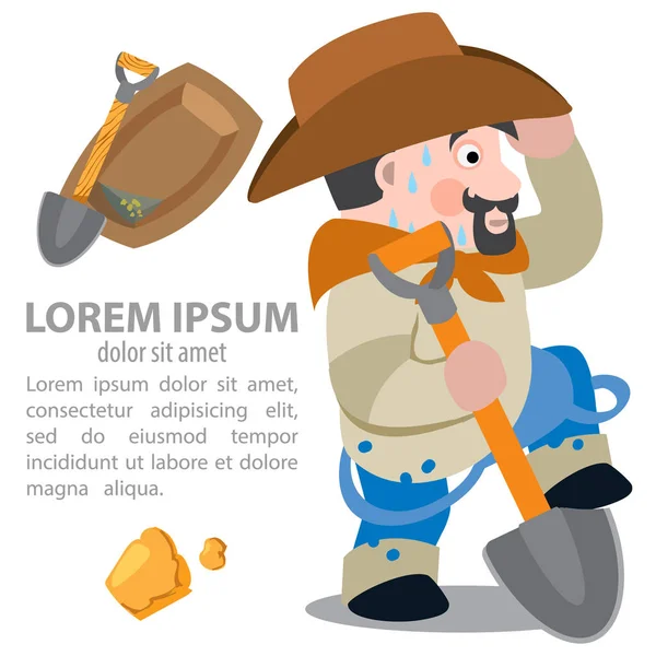 Prospector. Personaje de dibujos animados — Vector de stock