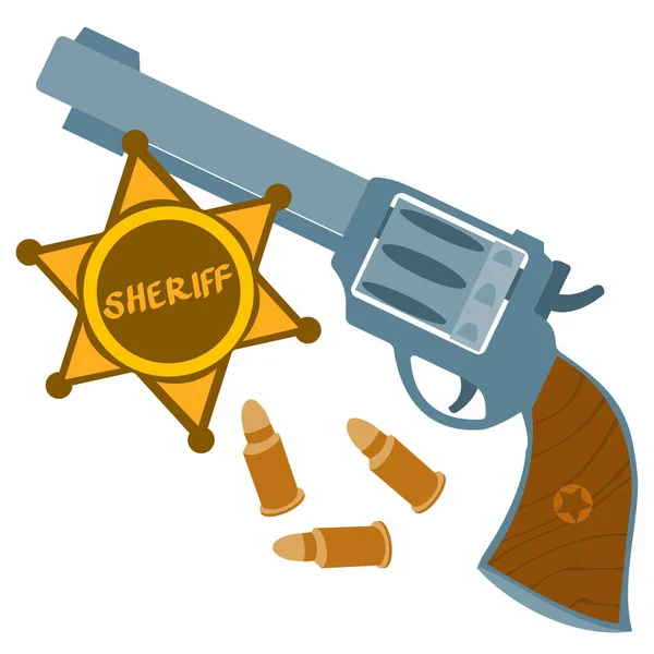 Револьвер и значок шерифа — стоковый вектор