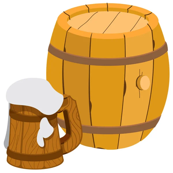 Pictogram voor het vat en mok van bier — Stockvector