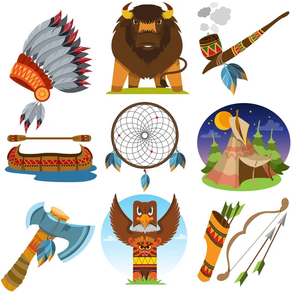Thème des Indiens d'Amérique du Nord — Image vectorielle