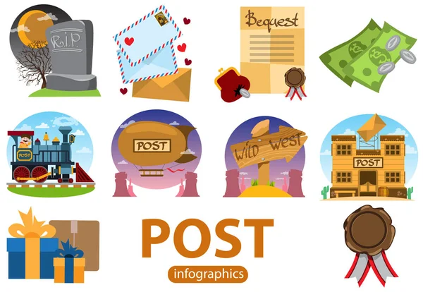 Oude post thema-pictogrammen — Stockvector