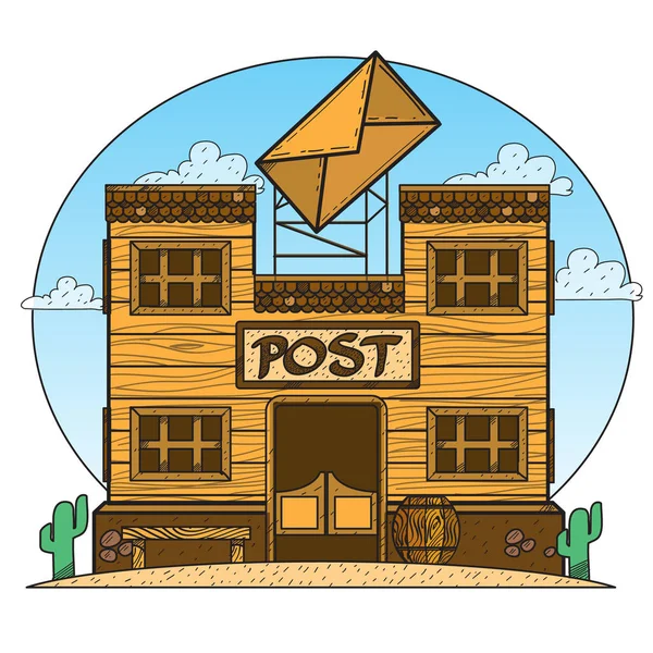 Ταχυδρομικό γραφείο κτίριο αφίσα — Διανυσματικό Αρχείο