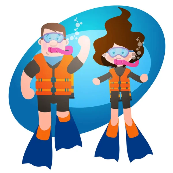 Man and woman divers — Stock Vector