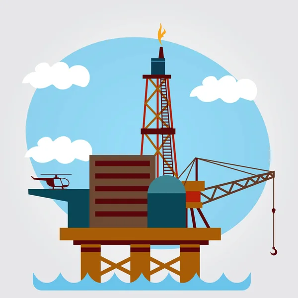 Gas, plataforma petrolífera . — Vector de stock