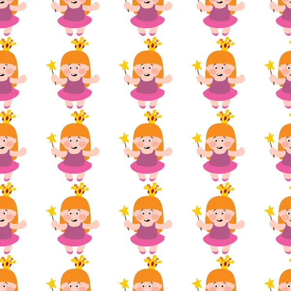 stock vector Little girl seamless pattern