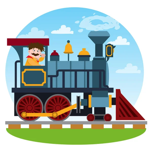 Oude stoom locomotief pictogram — Stockvector