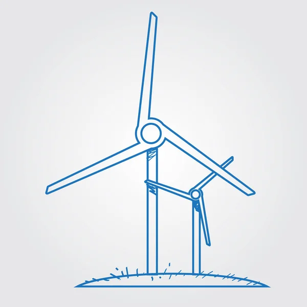 Logo de molinos de viento. Esquema de dibujo . — Vector de stock