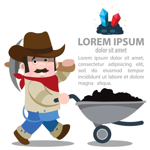 Prospector. Personaje de dibujos animados — Vector de stock