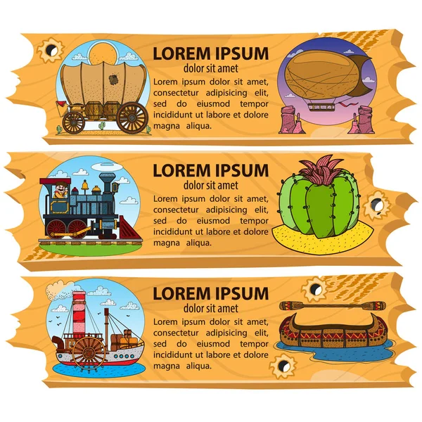 Set of banner of  Wild West — Stock Vector