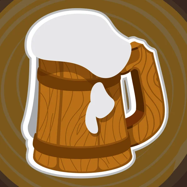 Drewniany kubek piwa — Wektor stockowy