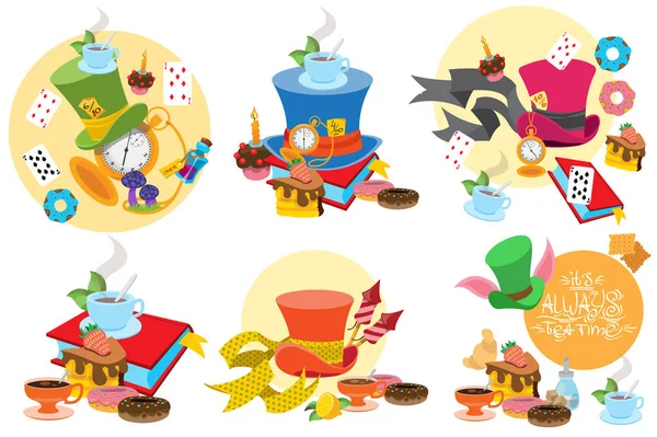 Alice in Wonderland icons set — Stockvector