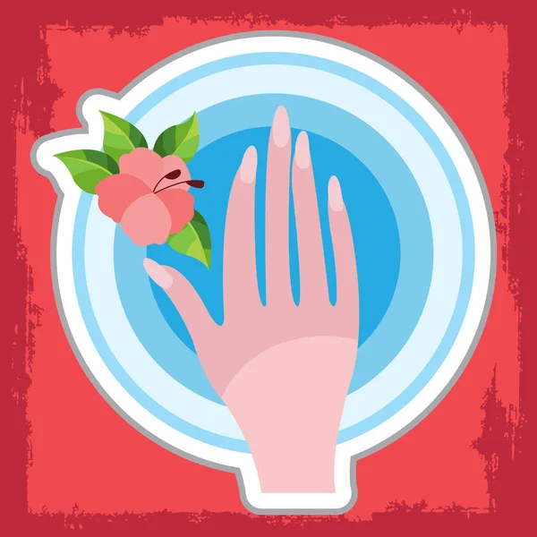 Hand care on pink grunge background. — Stock Vector