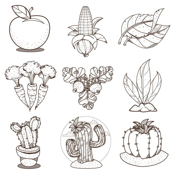 Esquema del dibujo de la agricultura — Vector de stock