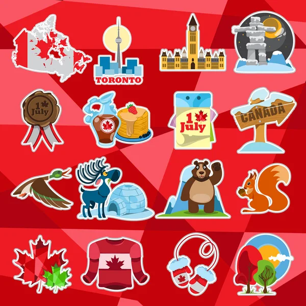 Símbolos do conjunto Canadá —  Vetores de Stock