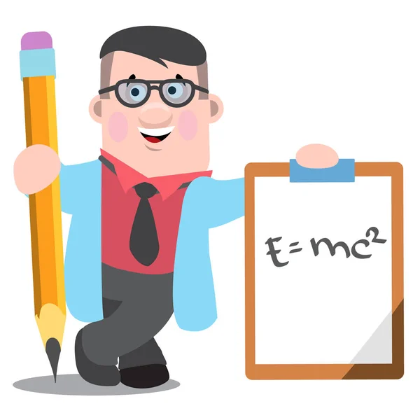 Scientist with pencil and tablet — Stock Vector