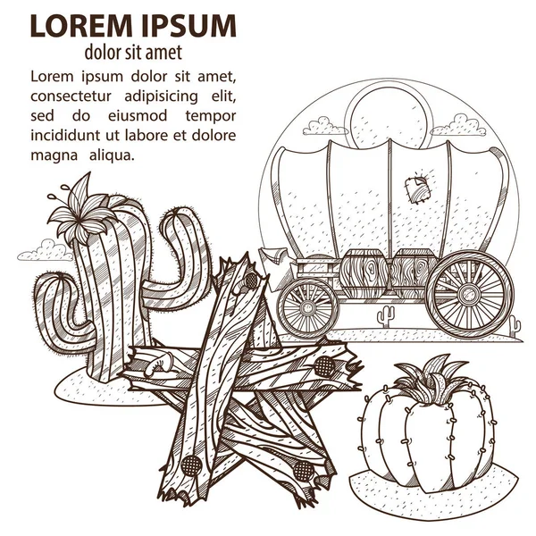 Krytym wozem, Kaktus, Gwiazda ikony — Wektor stockowy