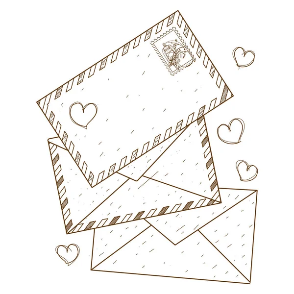 Enveloppes et icône de lettre — Image vectorielle