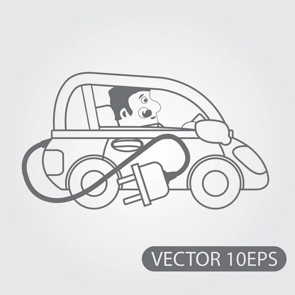 Ecologische elektrische auto pictogram — Stockvector