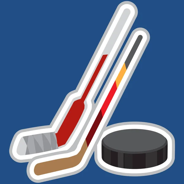 Sticks and puck icon — Stock Vector
