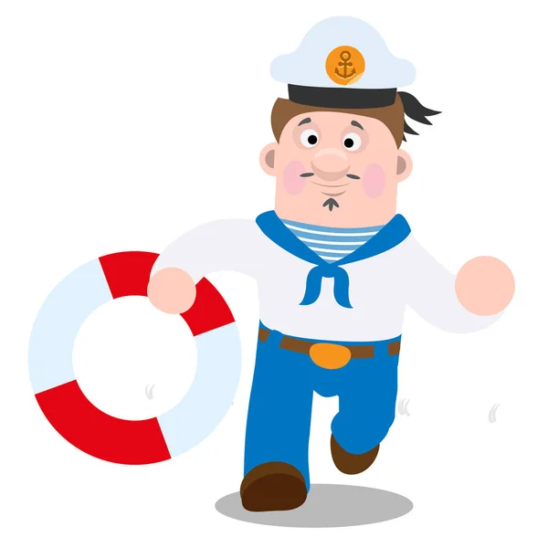 Personaggio marinaio con salvagente — Vettoriale Stock