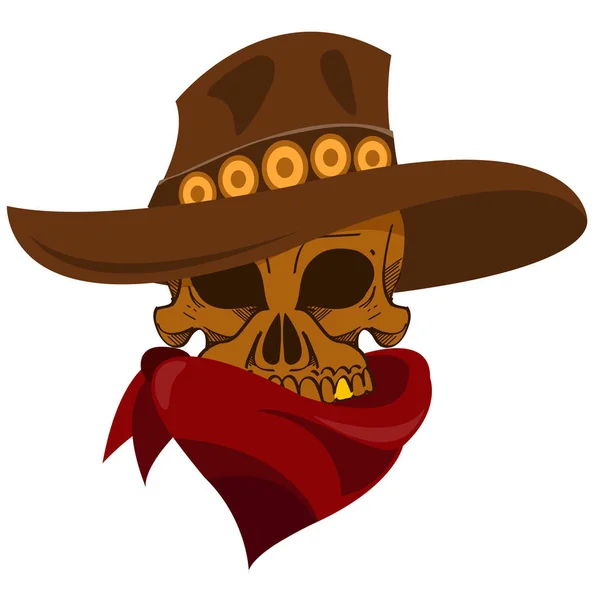 Skull in a hat. Cowboy. — Stock Vector
