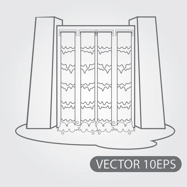 Waterkracht plant dam pictogram — Stockvector