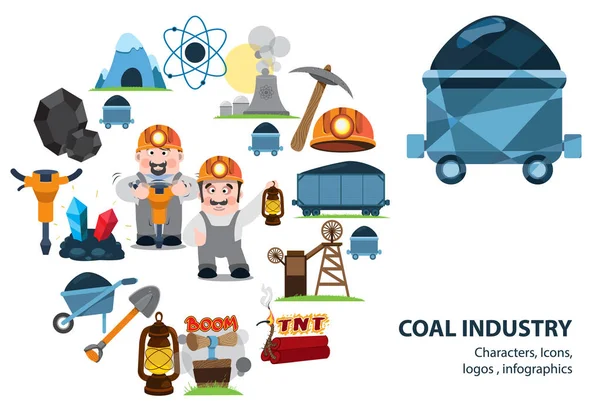 Iconos de la industria del carbón — Vector de stock