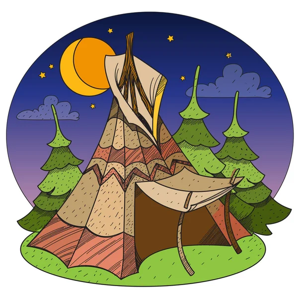 Tepee indien traditionnel — Image vectorielle