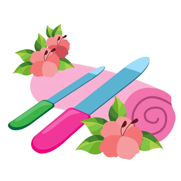 Nail files on a towel. — Stock Vector