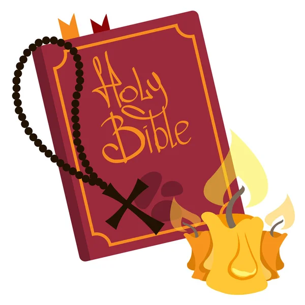 Icône Bible et bougies — Image vectorielle