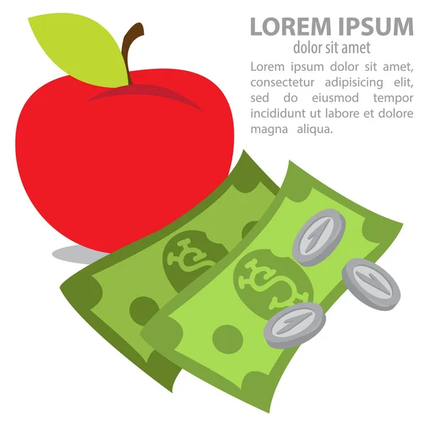 Icônes Apple et argent . — Image vectorielle