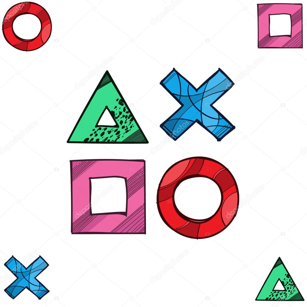 на столе лежат в ряд четыре фигуры треугольник круг