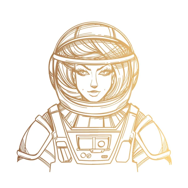 Femme astronaute. Beauté cosmique — Image vectorielle