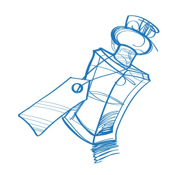 液体のスケッチのロゴとガラスの瓶. — ストックベクタ