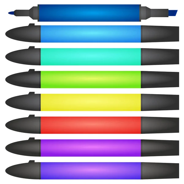 Set of multicolored markers. — Stock Vector