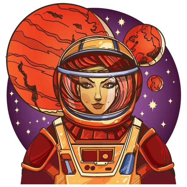 Kvinna astronaut. Kosmiska skönhet — Stock vektor